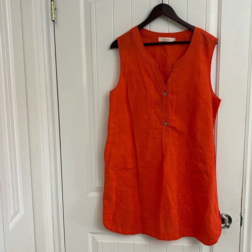 Orage Orange Sleeveless Midi Dress